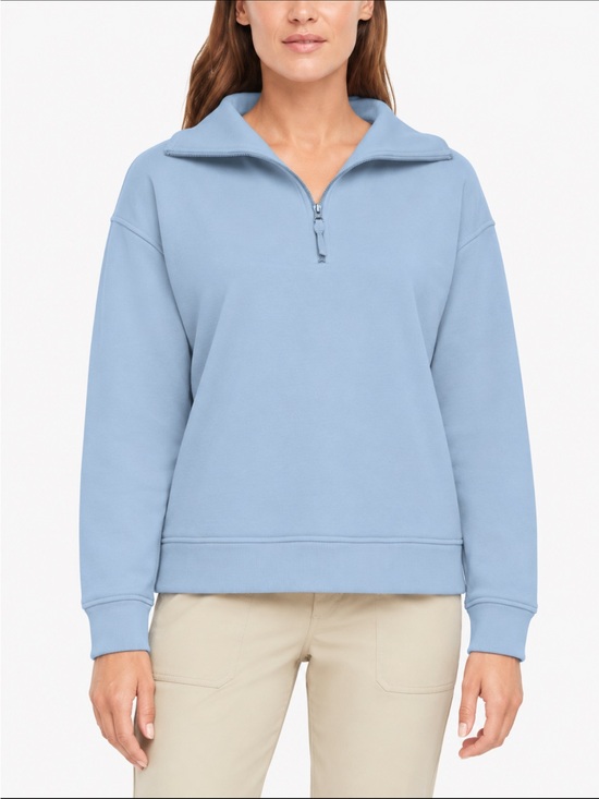 Eddie Bauer Tops - Eddie Bauer Women's Quarter-Zip Pullover French Terry Soft Blue